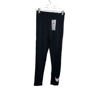 Nike Leggings Girl's Medium Black Pull On Logo Athletic Casual